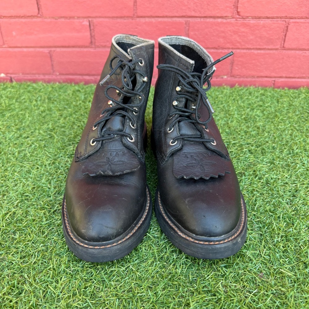 Vtg Ariat Heritage Lacer Black Leather Western Boots Womens 8 B Oil Resistant